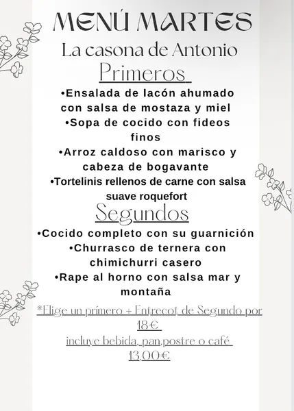 menu 1 of Restaurante La Casona de Antonio