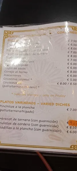 menu 1 of La Estrella del Norte