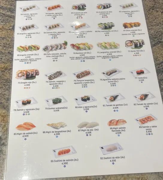 menu 1 of Yü Sushi