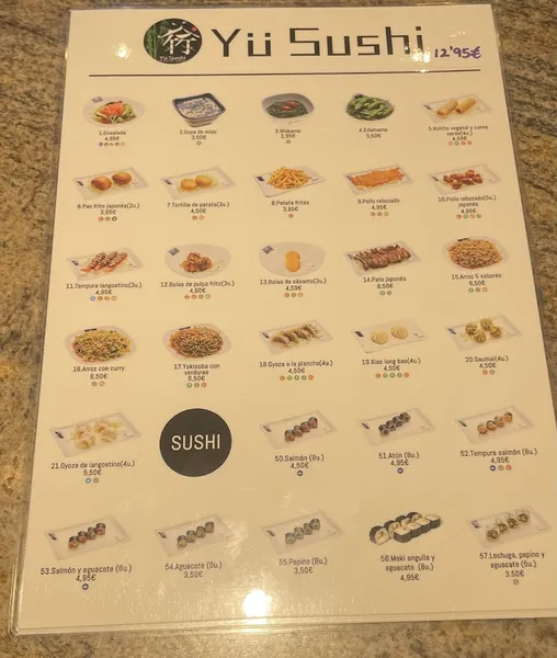 menu 2 of Yü Sushi