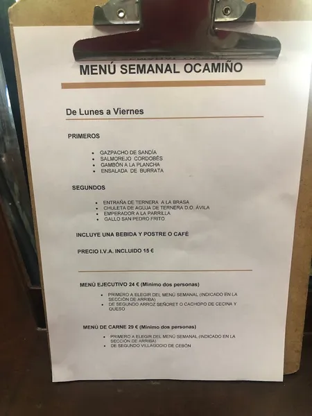 menu 1 of Restaurante Ocamiño