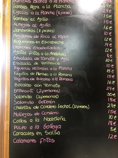 menu 0 of El Goterón de Almería