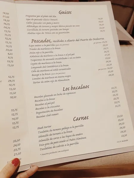 menu 2 of Jaizkibel Asador Marinero