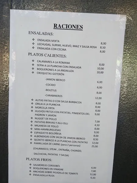 menu 1 of Restaurante Goterón