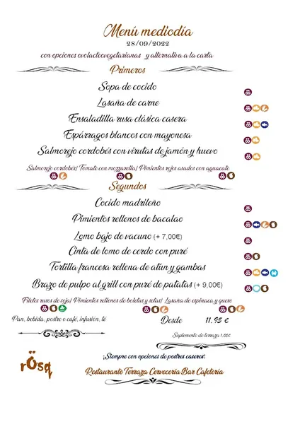 menu 0 of rÖsq - Restaurante Terraza Cafetería Bar