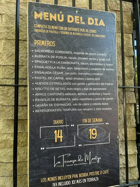 menu 1 of La Terraza de Monty's