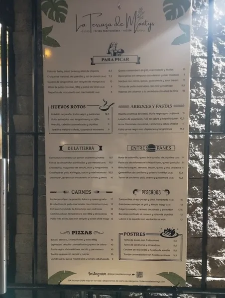 menu 2 of La Terraza de Monty's