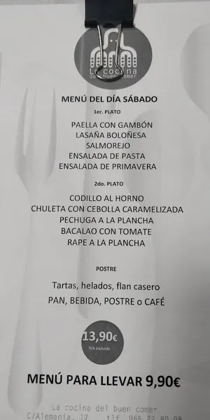 menu 2 of La Cocina Del Buen Comer