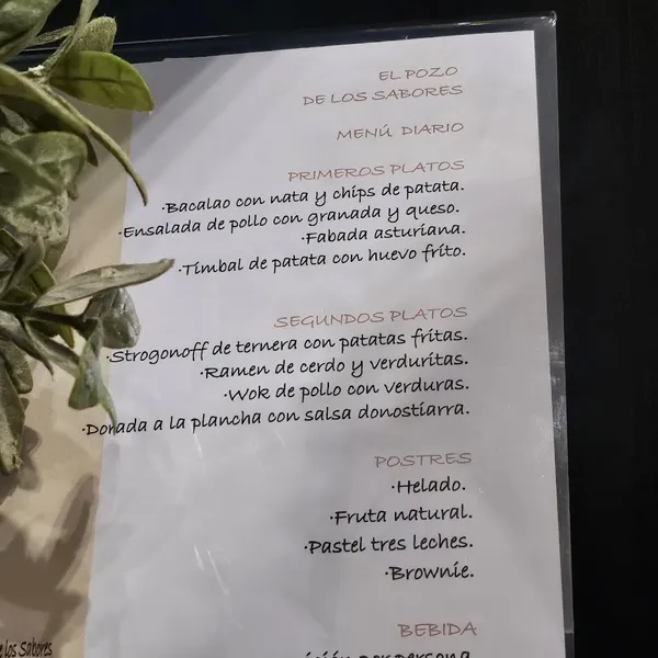 menu 0 of El pozo de los sabores
