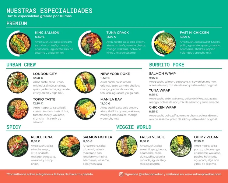 menu 1 of Urban Poke Bar - Carabaña - Alcalá de Henares