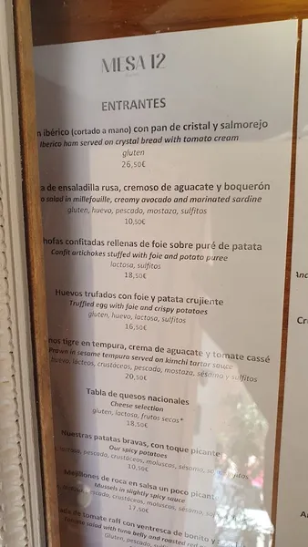 menu 2 of Mesa12 Restaurante