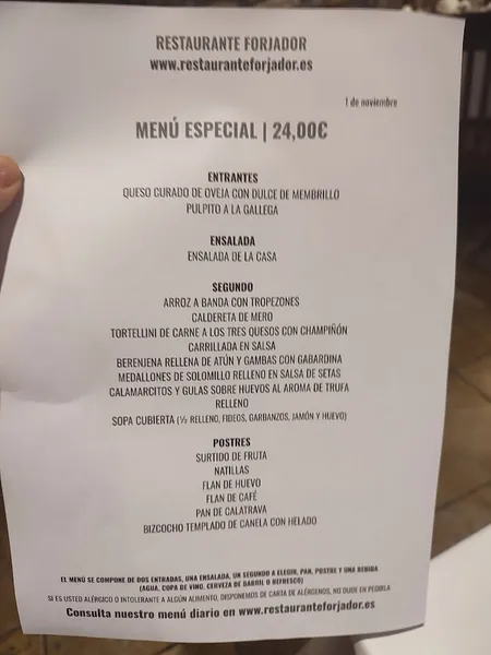 menu 1 of Restaurante Forjador