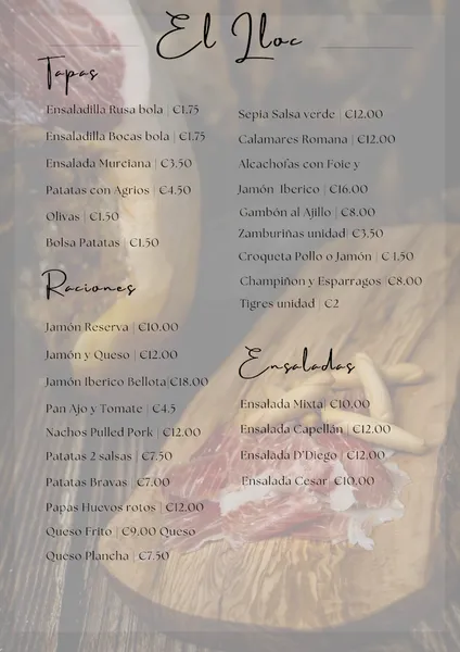 menu 0 of El Lloc