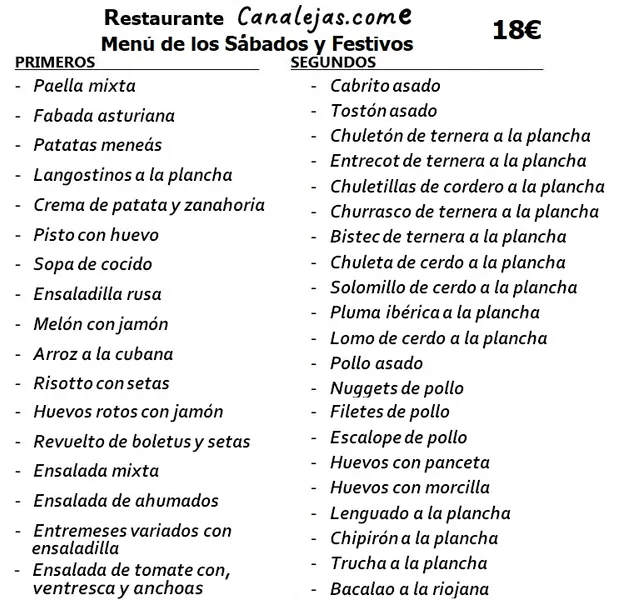 menu 0 of Restaurante Canalejas punto come