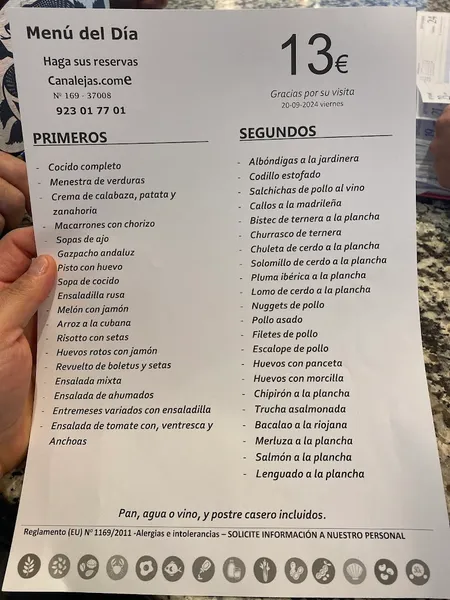 menu 2 of Restaurante Canalejas punto come