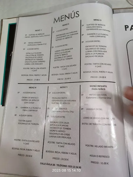 menu 0 of Mesón Restaurante El Consultorio
