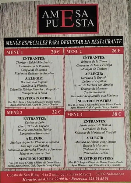 menu 0 of Restaurante A Mesa Puesta