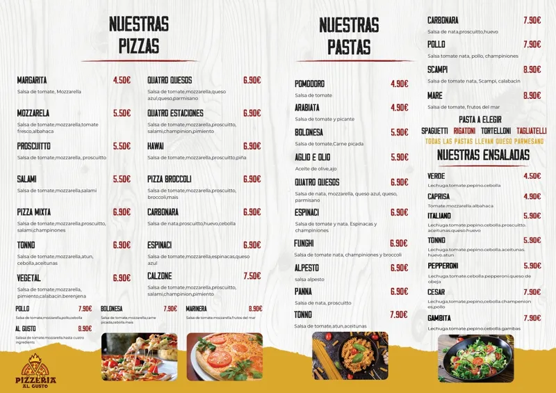 menu 0 of Pizzeria al gusto