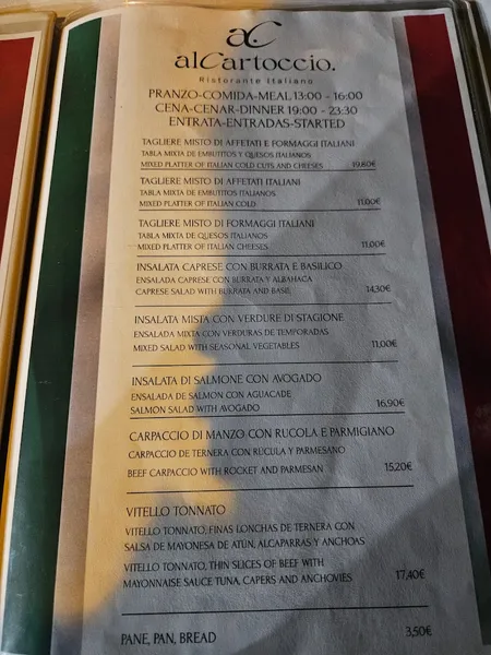 menu 0 of Al Cartoccio