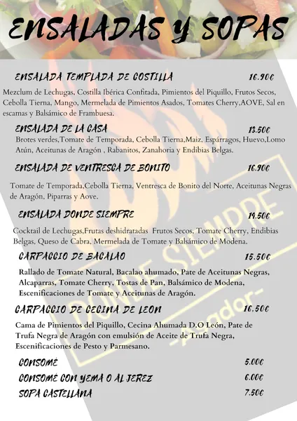 menu 0 of Restaurante Asador Donde Siempre