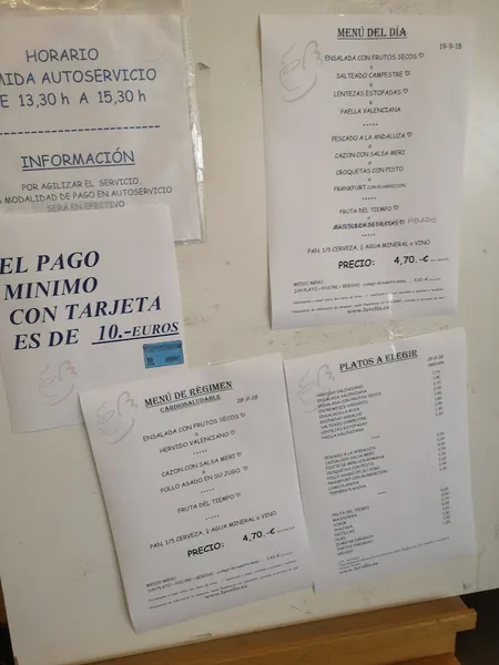 menu 1 of Cafetería La Vella.