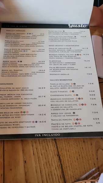menu 1 of Gusto Sevilla