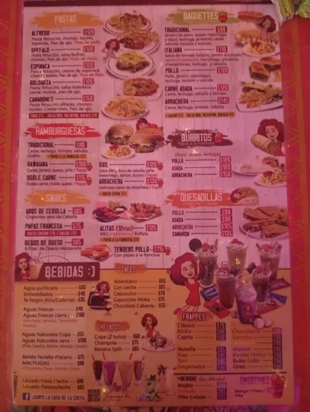 menu 1 of Laurys La Casa De La Crepa