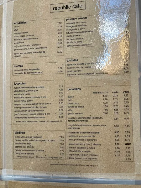 menu 0 of Repúblic Cafè