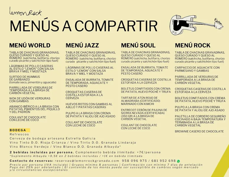 menu 0 of Lemon Rock Granada
