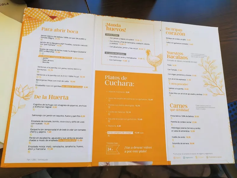 menu 2 of La Cuchara de Carmela