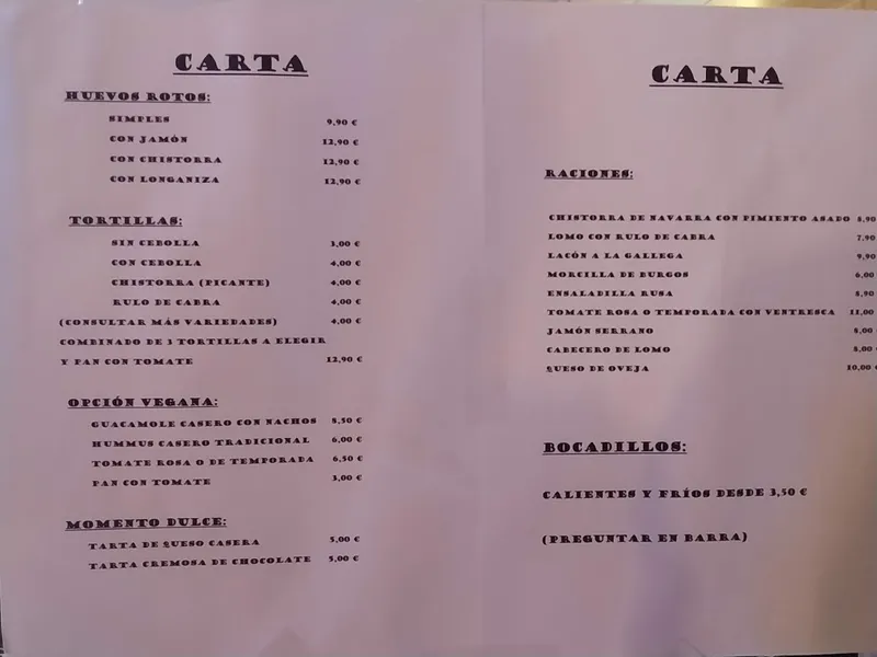 menu 0 of Flamingo Rock