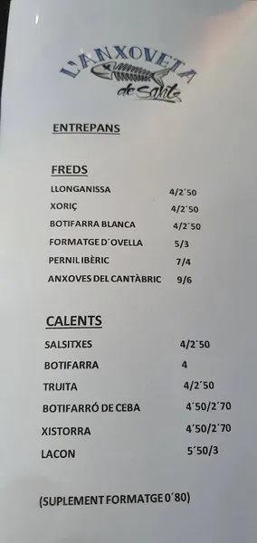 menu 2 of L'Anxoveta de Sants
