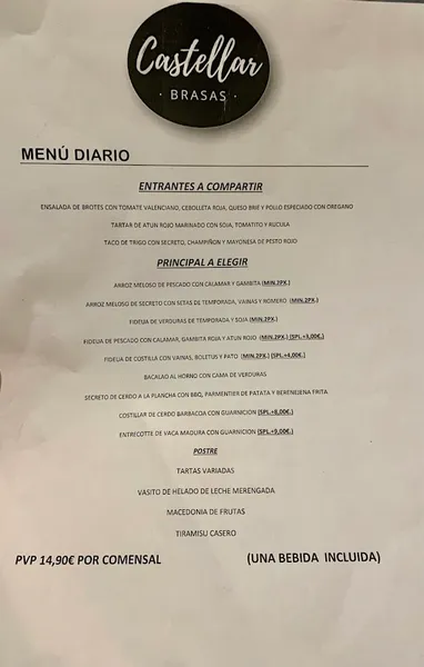 menu 1 of Restaurante Castellar Brasas
