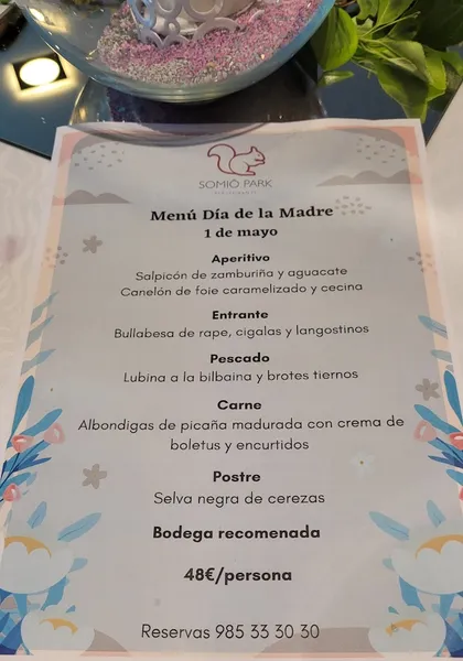 menu 0 of Restaurante Somió Park