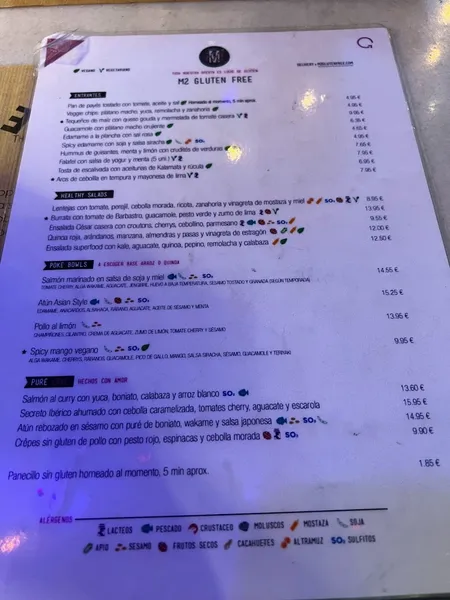 menu 2 of M2 Gluten Free | Sin Gluten