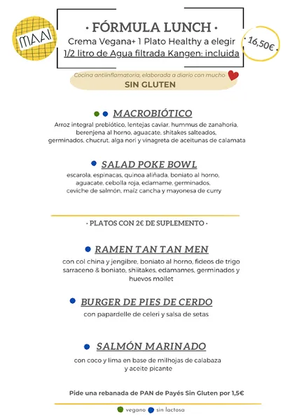 menu 0 of Maai, Healthy & Real Food