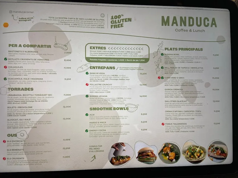 menu 0 of MANDUCA COFFEE & LUNCH GLUTEN FREE RESTAURANT