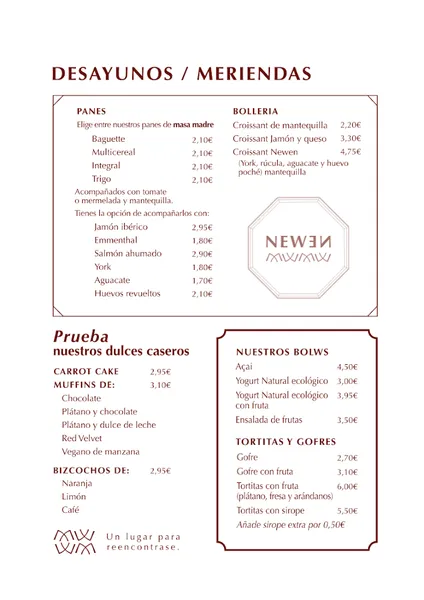 menu 1 of Newen Café & Bar