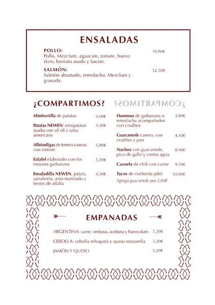 menu 2 of Newen Café & Bar