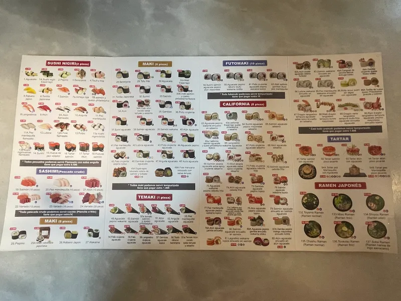 menu 1 of Japón toyama sushi & ramen toyamasushi.es