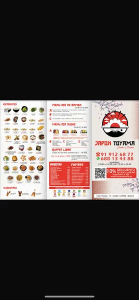 menu 2 of Japón toyama sushi & ramen toyamasushi.es