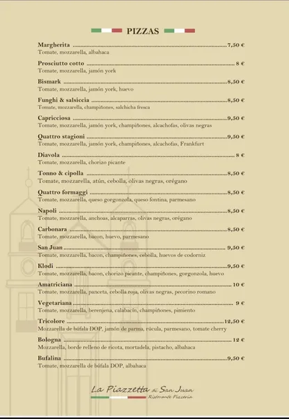 menu 1 of La Piazzetta di San Juan