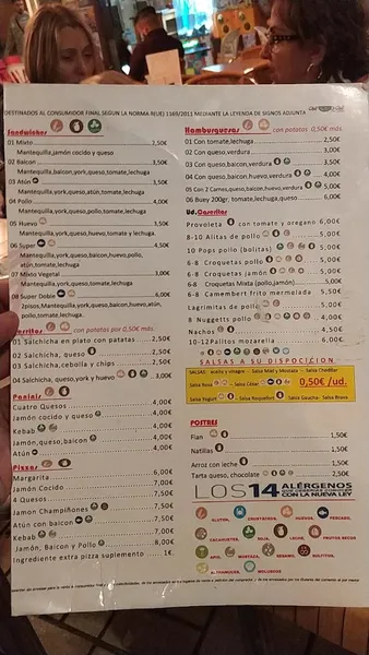 menu 1 of Cha-cha