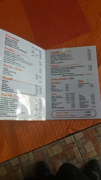 menu 1 of La Casa de Anyo