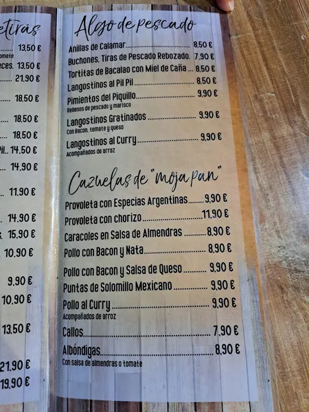 menu 2 of Taberna La Cazuela