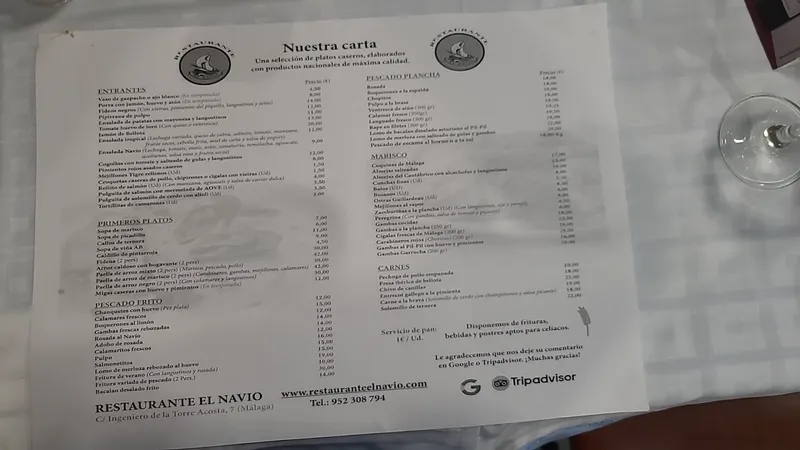 menu 0 of Restaurante el Navio - Málaga