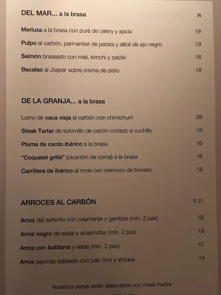 menu 1 of Santa Rita Madrid