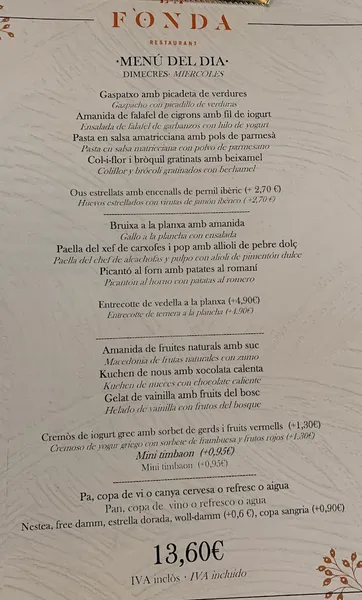 menu 1 of La Fonda