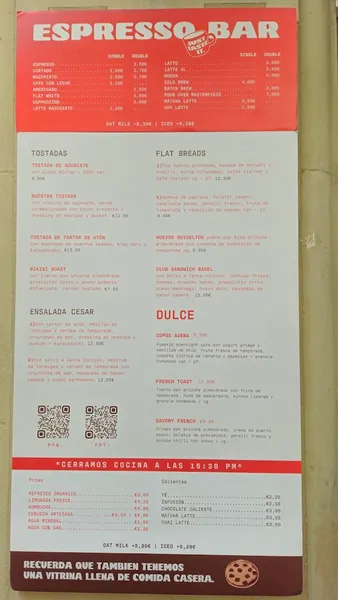 menu 1 of Roast Club