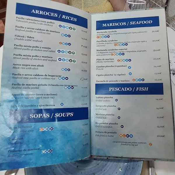 menu 1 of Las Carabelas